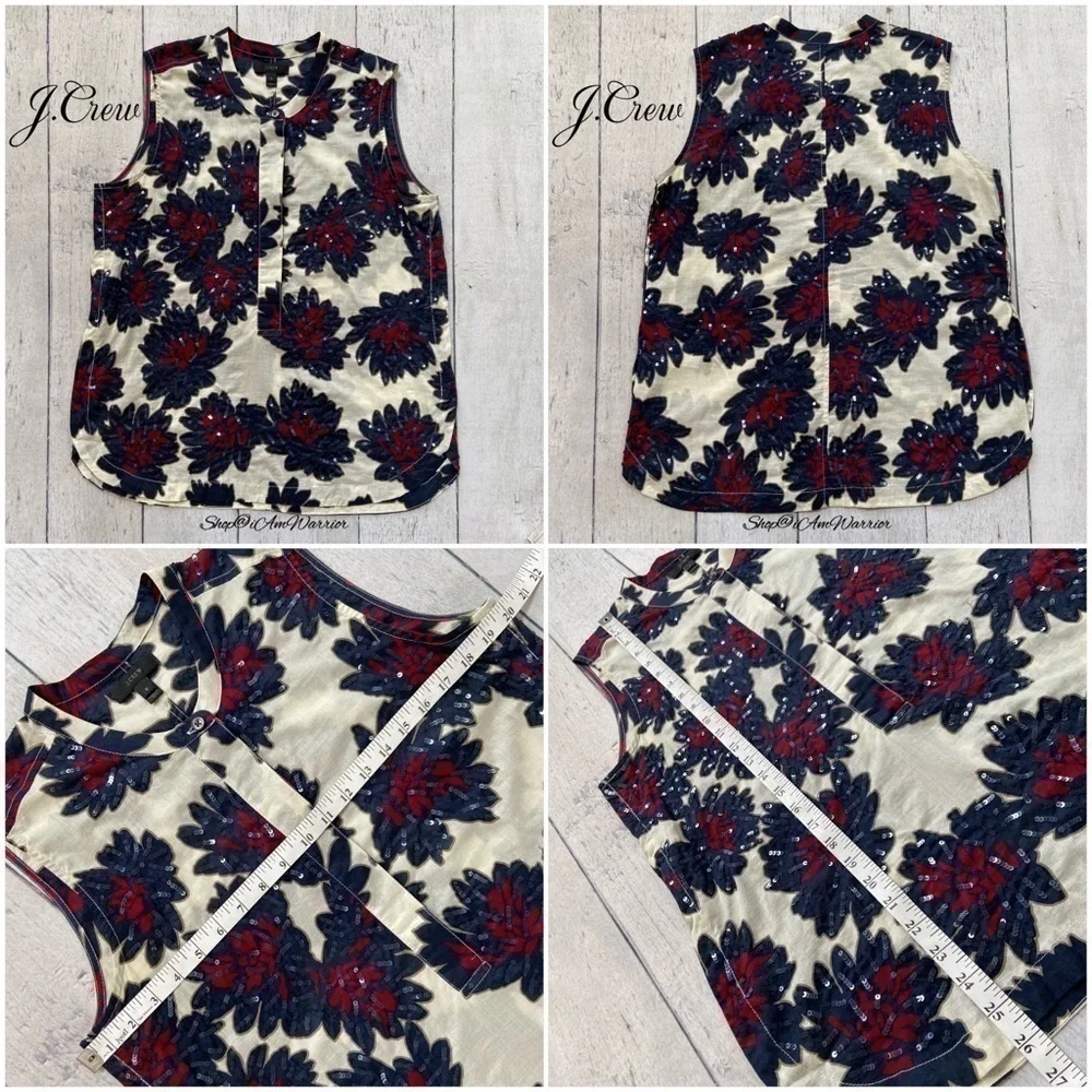 J.Crew 2 piece cotton voile sequin firework sleeveless top + pull on jogger